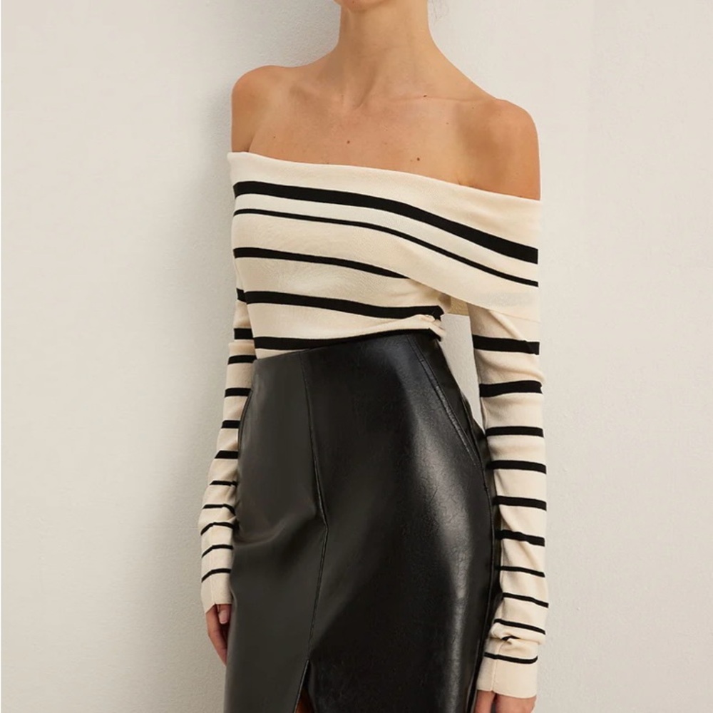 Striped Off-Shoulder Sweater